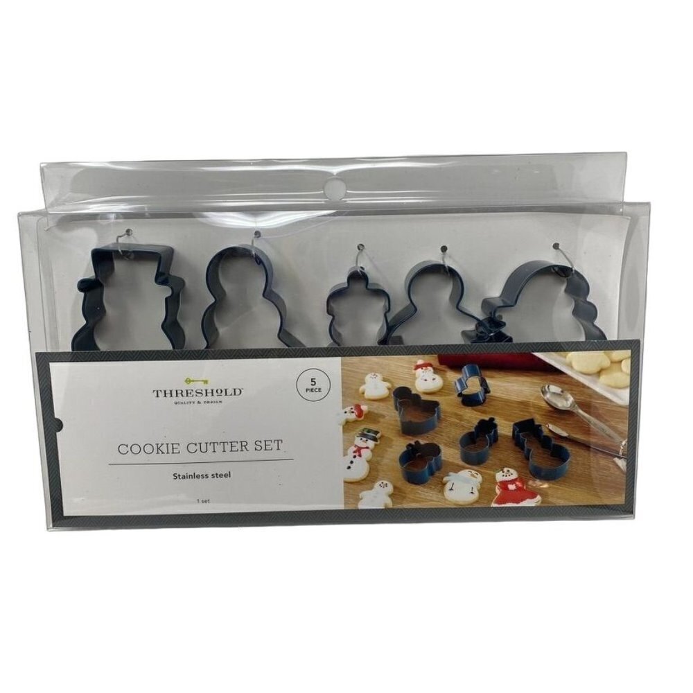 Threshold 5 Piece Snowman Family Cookie Cutters Holiday Stainless Steel NIB